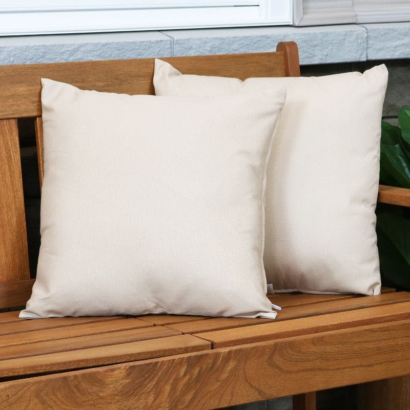 Weather-Resistant Beige Polyester 17" Decorative Pillow Cover