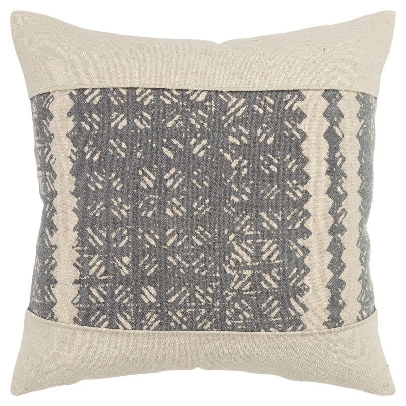 17" Square Geometric Distressed Cotton Canvas Pillow Set - Gifts for Mothers