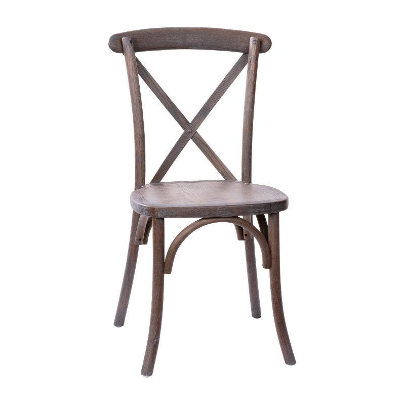 Elegant Elmwood Dark Driftwood X-Back Dining Chair