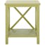 Avocado Green Rectangular Wood End Table with X Detailing