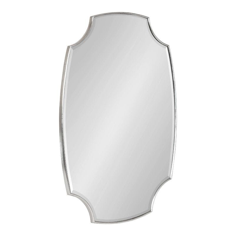 Luxurious Scalloped Edge 34'' Silver Wall Mirror with Gold Accents