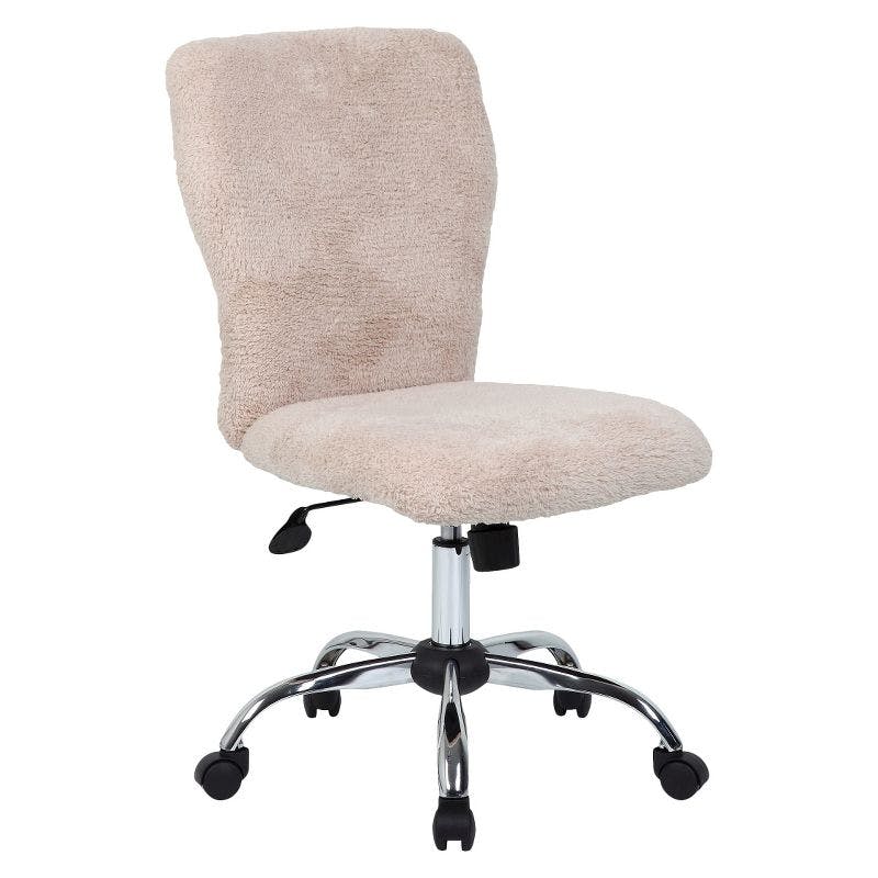 Sleek Cream Armless Task Chair with Microfiber Cushion