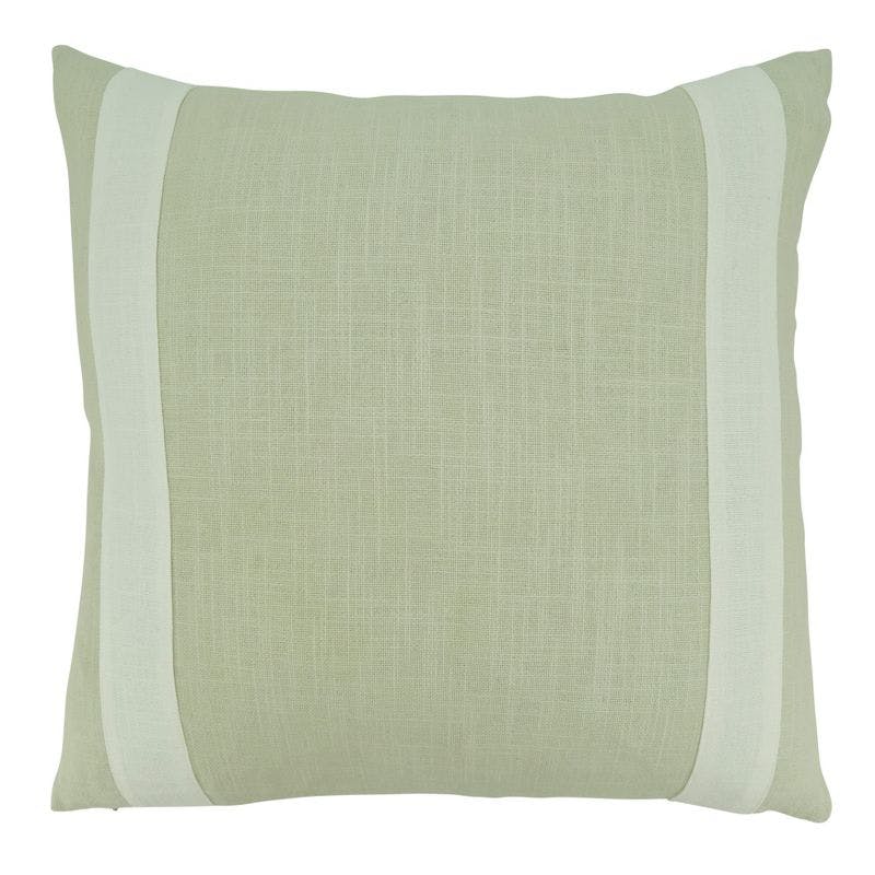Two-Tone Natural Cotton Banded 27'' Throw Pillow Cover