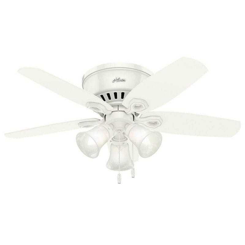 Snow White 42" Low Profile Ceiling Fan with LED Lights & WhisperWind Motor