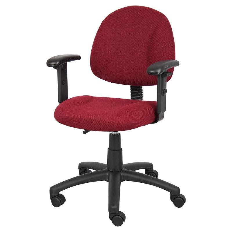 Ergonomic Executive Swivel Chair in Rich Burgundy with Adjustable Arms