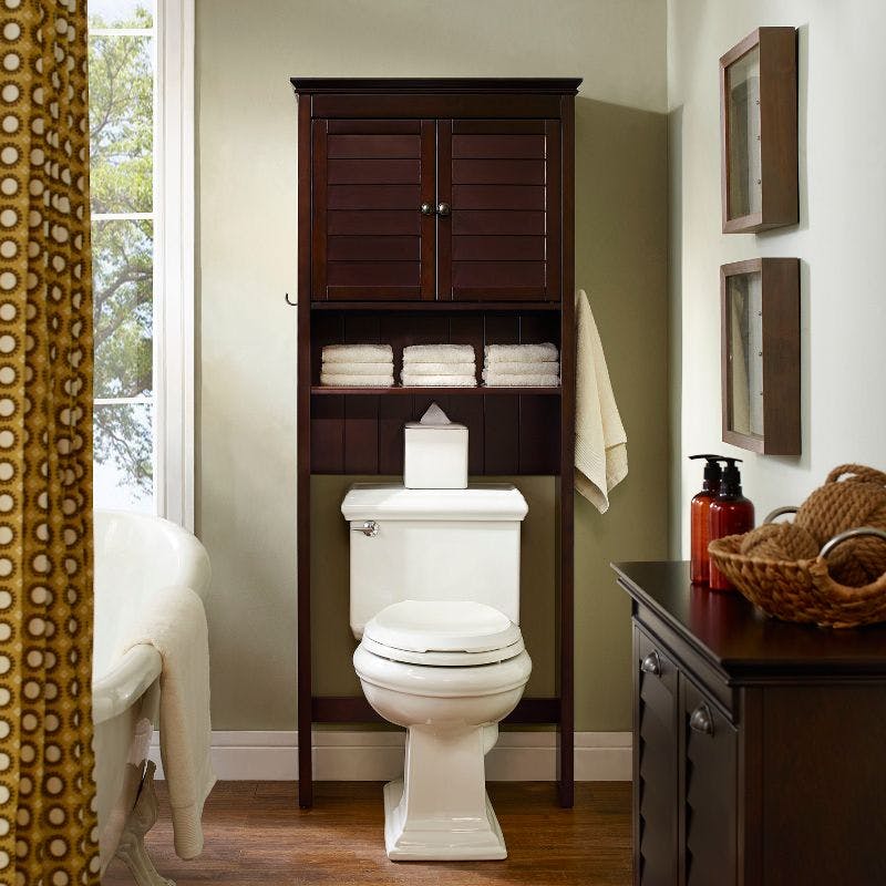 Espresso Lydia Over-the-Toilet Louvered Space Saver Cabinet