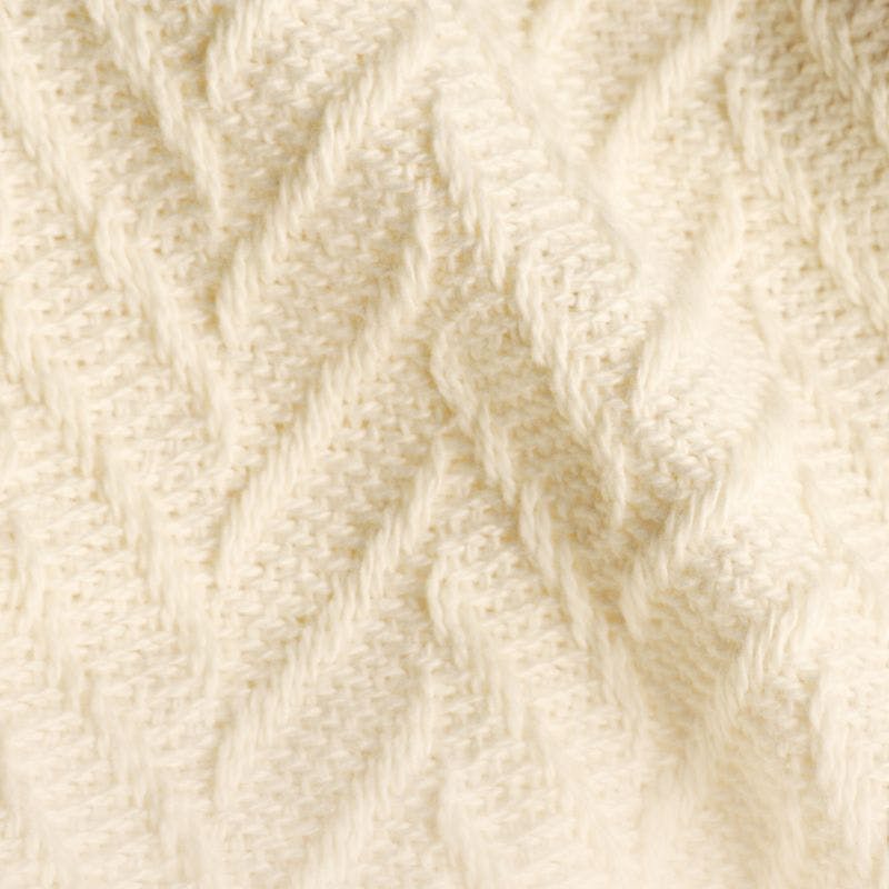 Ivory King-Sized Herringbone 100% Cotton All-Season Blanket