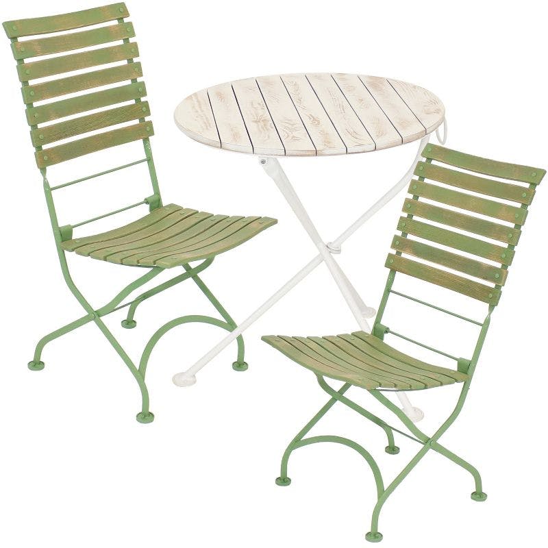 Chic Chestnut and Green Folding Bistro Table and Chairs Set - 3pc