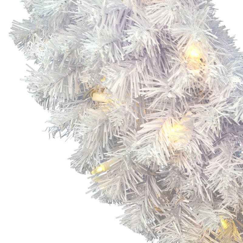 17" Crystal Pine LED-Lit Glossy White Outdoor Christmas Wreath