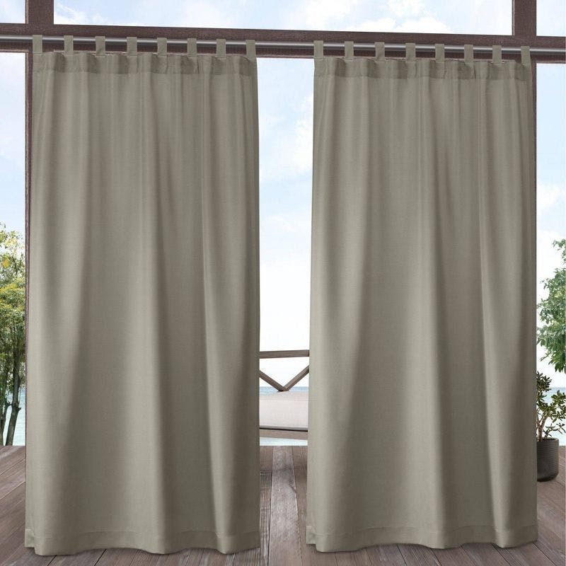 Taupe and Cloud Gray Light-Filtering Polyester Window Curtain Panel Pair