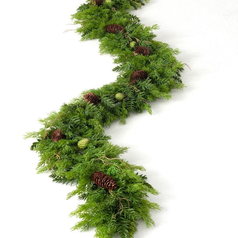 Evergreen Elegance 75" Cedar & Hemlock Artificial Garland with Pinecones