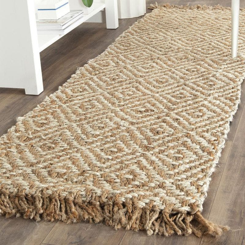 Ivory Hand-Knotted Jute Runner Rug - 2'6" x 8'