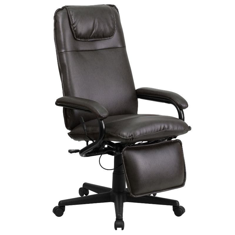 Ergonomic High Back Brown LeatherSoft Swivel Executive Chair with Arms
