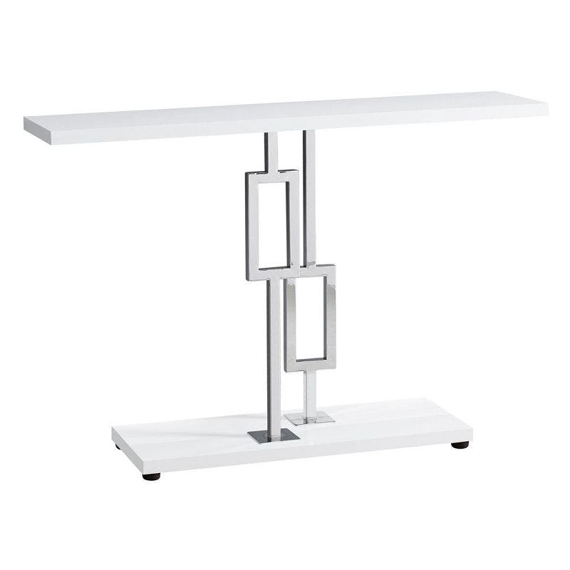 Glossy White Geometric Metal Base 47'' Console Table