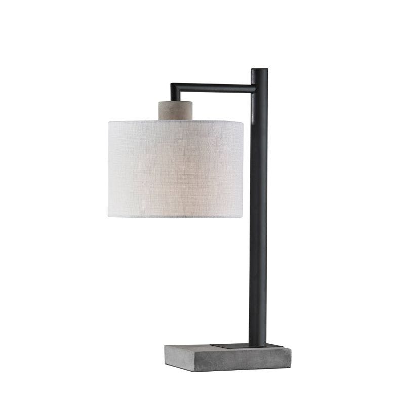 Cement Gray and White Textured Fabric Industrial Desk Lamp