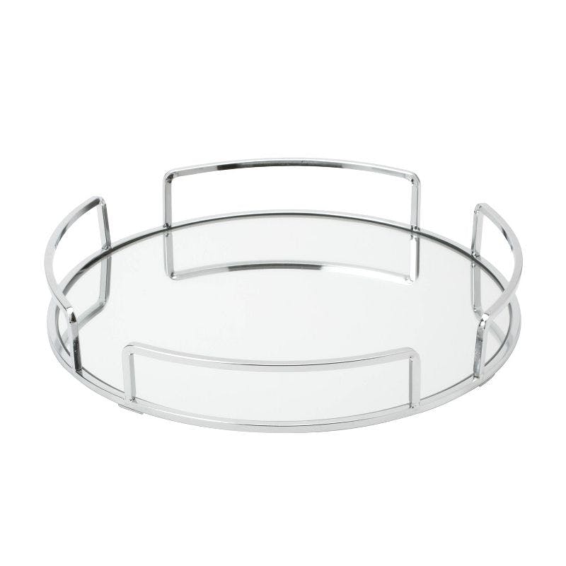 Elegant Chrome-Finished Round Glass Bathroom Tray