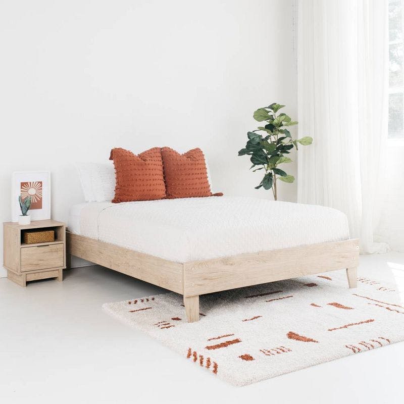 Contemporary Queen-Size Platform Bed with Wood Frame