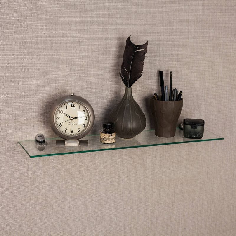 Elegant 24" Black Tempered Glass Floating Wall Shelf