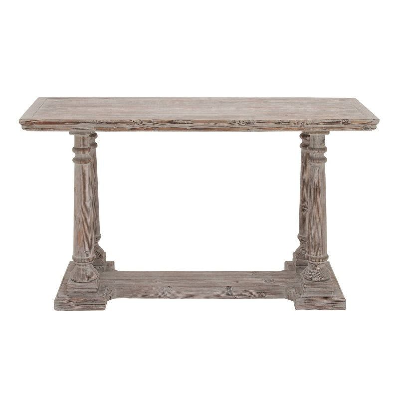 French Country Cottage 52" Light Brown Wood Console Table with Storage