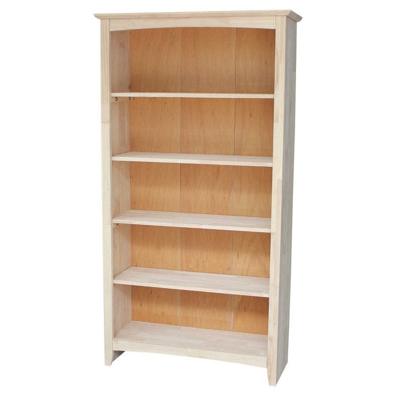 Elegant Adjustable Solid Parawood Shaker Bookcase, 60"H in Brown