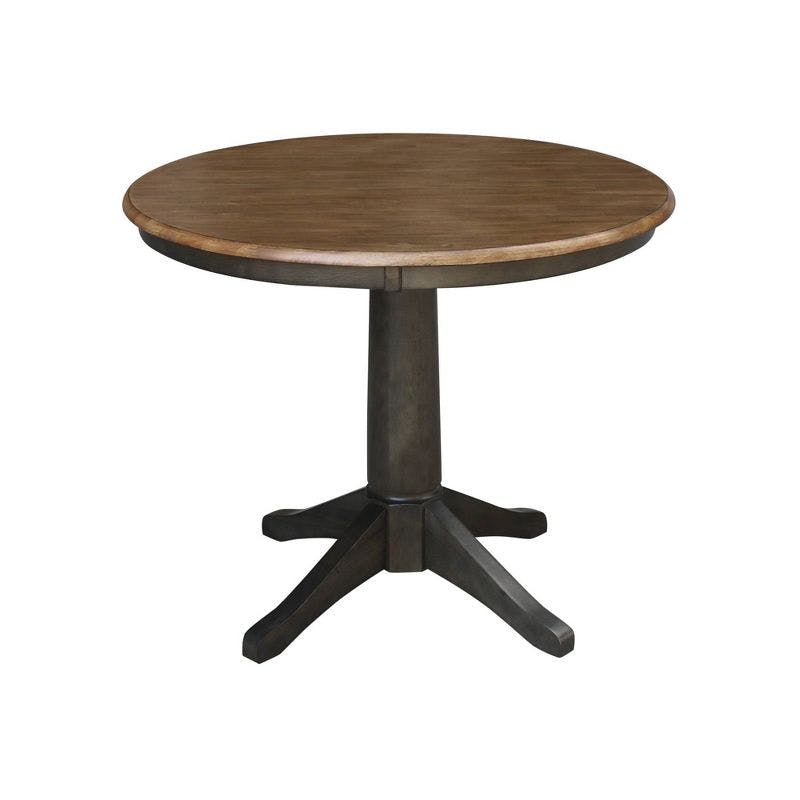 Elegant Hickory Brown Round Solid Parawood Dining Table