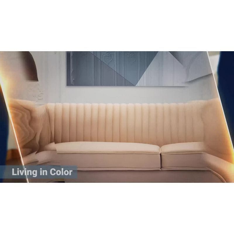 Blush Pink Velvet 90.5'' Contemporary Sofa with Stainless Steel Legs