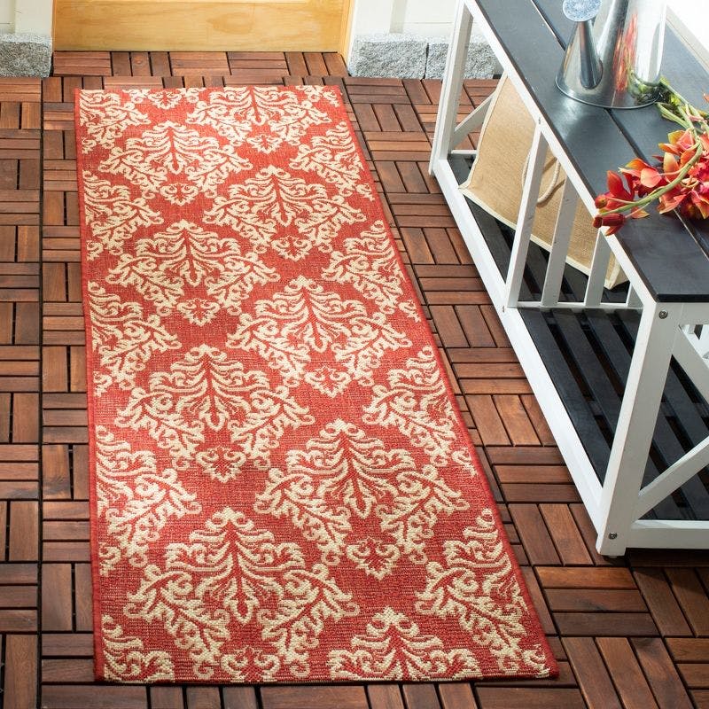 Courtyard Crimson Sisal Weave 27" x 10' Indoor-Outdoor Rug