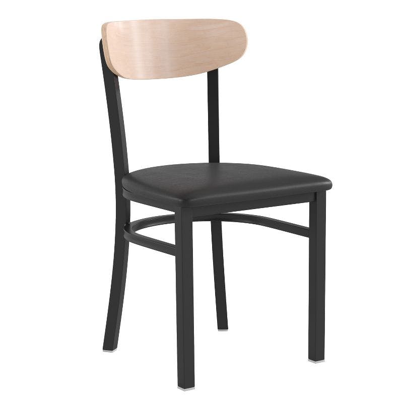 Wright Boomerang Back Commercial Dining Chair with Black Steel Frame