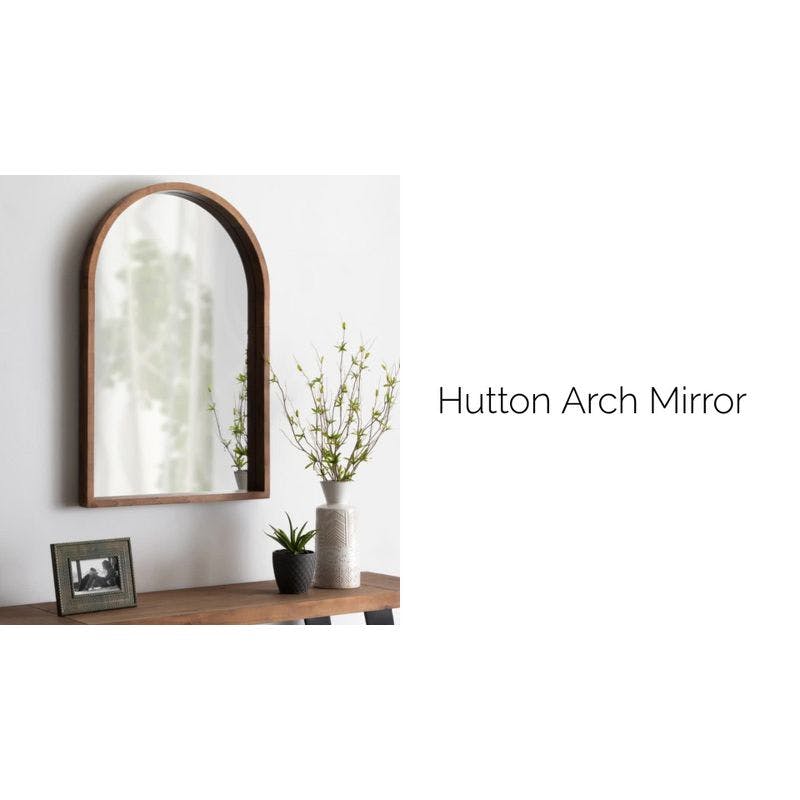 Rustic Poplar Wood 30" Arch Vanity Mirror in Natural Brown