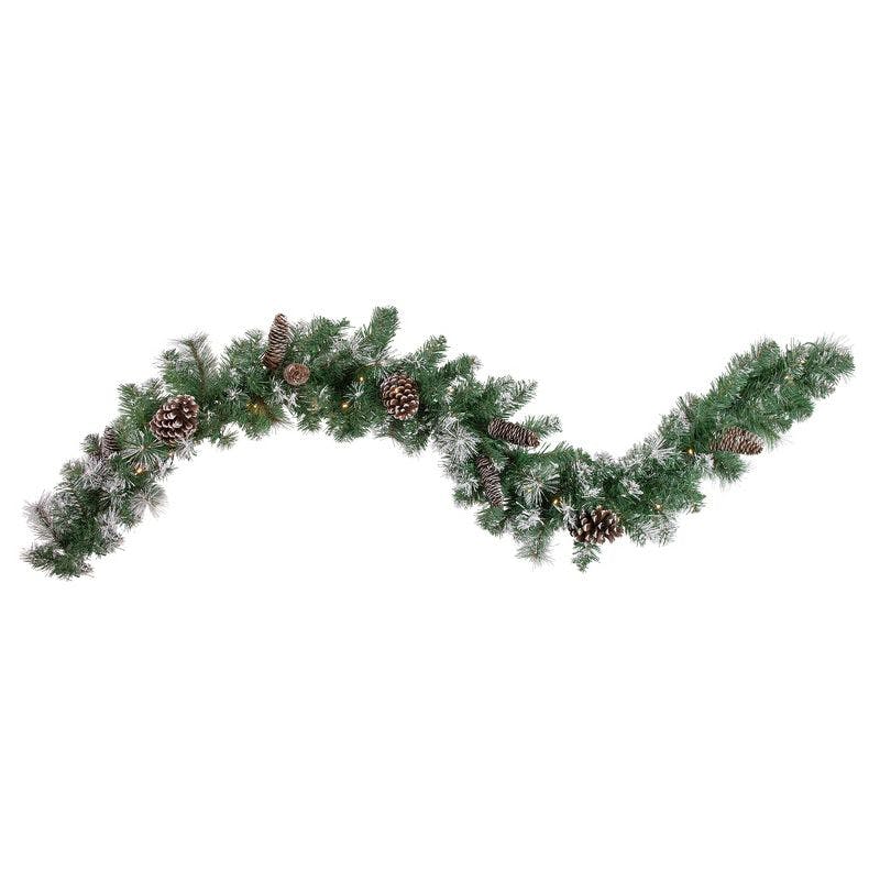 Frosted Pine and Pine Cone 6' Pre-Lit Outdoor Christmas Garland