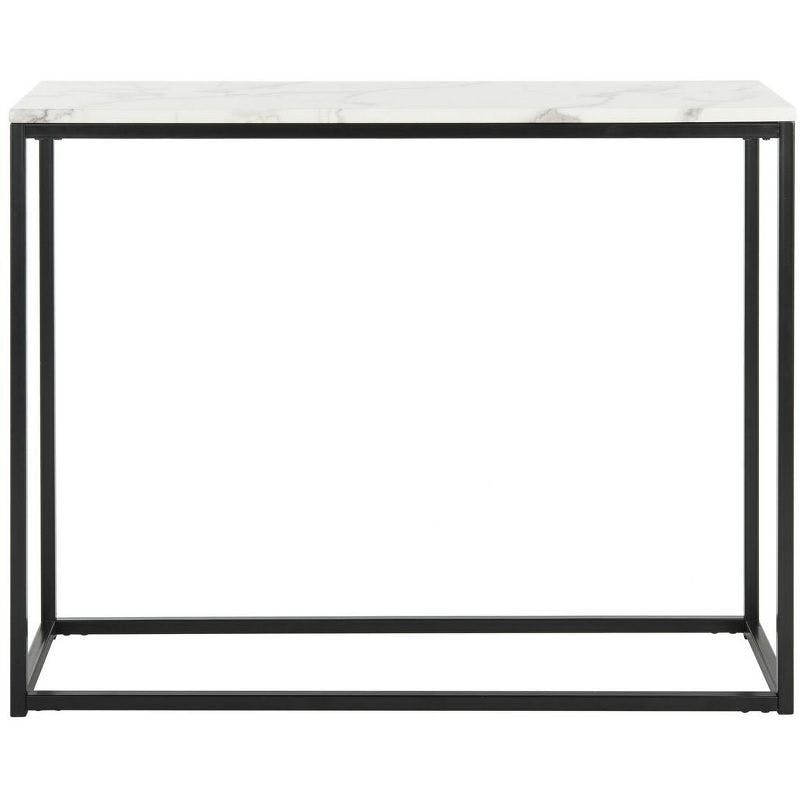 Transitional Grey Marble Top Console Table with Black Frame