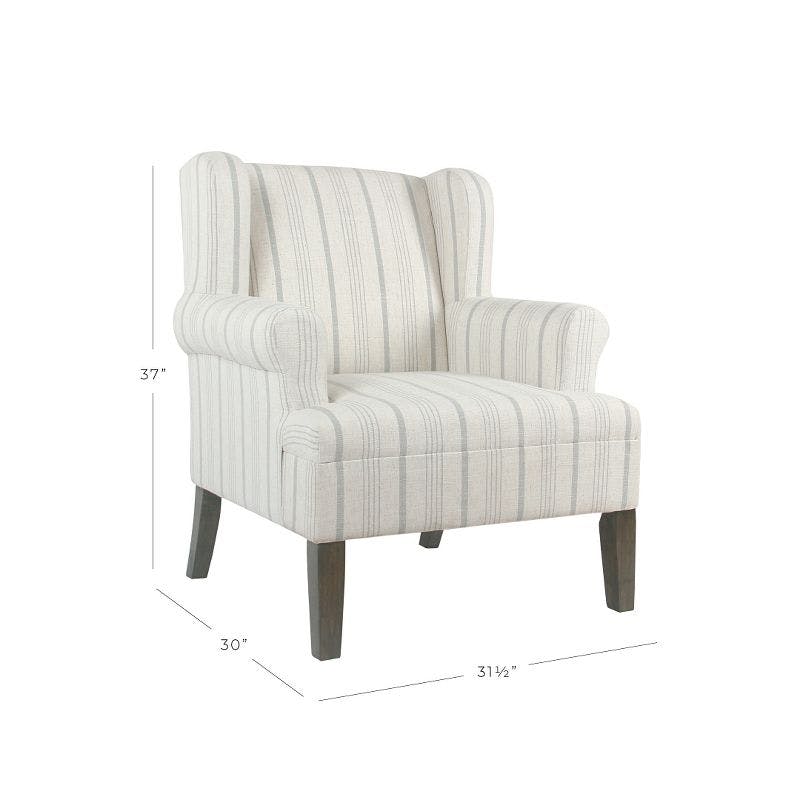 Emerson Gray Striped Wood Accent Chair with Rolled Arms