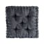 Charcoal Poly Chenille 20" Square Tufted Floor Pillow with Scalloped Edge