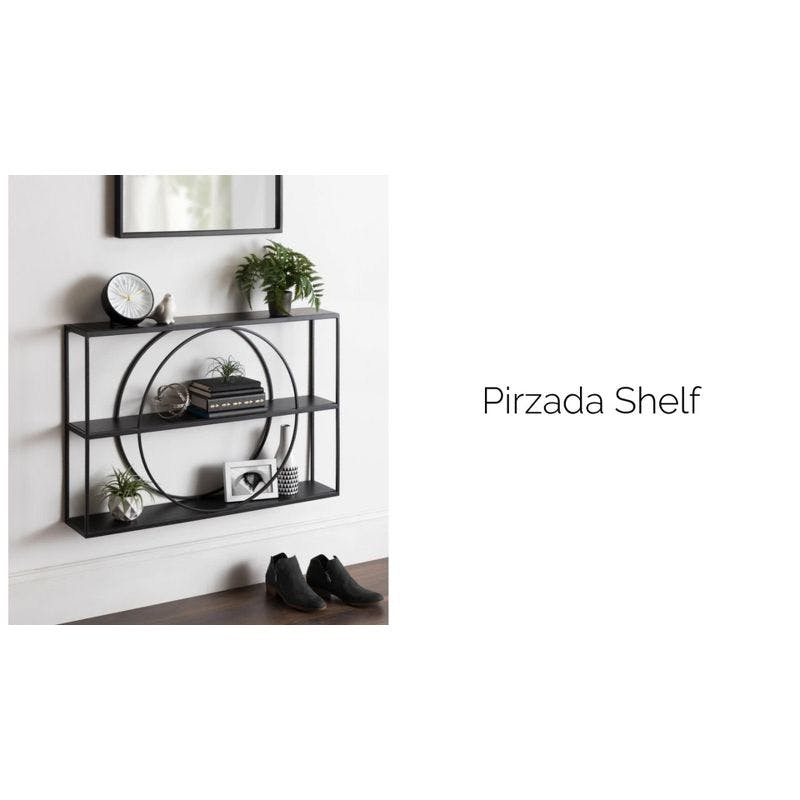 Pirzada Mid-Century Modern Black Wood Floating Wall Shelf