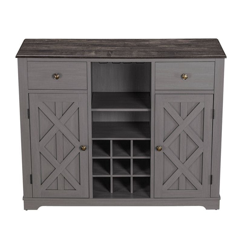 Festivo Modern Gray Wood 47" Bar Cabinet with Brushed Nickel Knobs