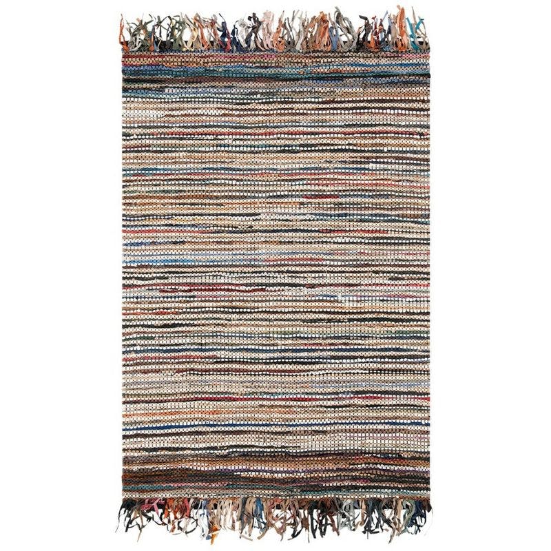 Handcrafted Multi-Color Cowhide Leather 3' x 5' Area Rug