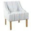 Farmhouse Stripe Blue Swoop Accent Armchair with Wood Legs