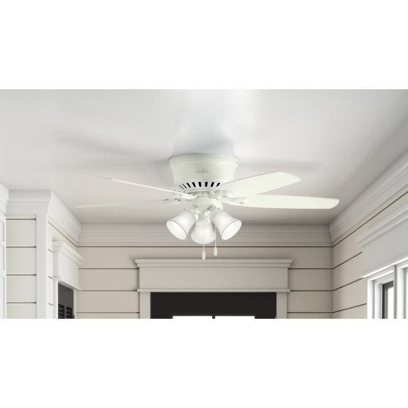 Snow White 42" Low Profile Ceiling Fan with LED Lights & WhisperWind Motor