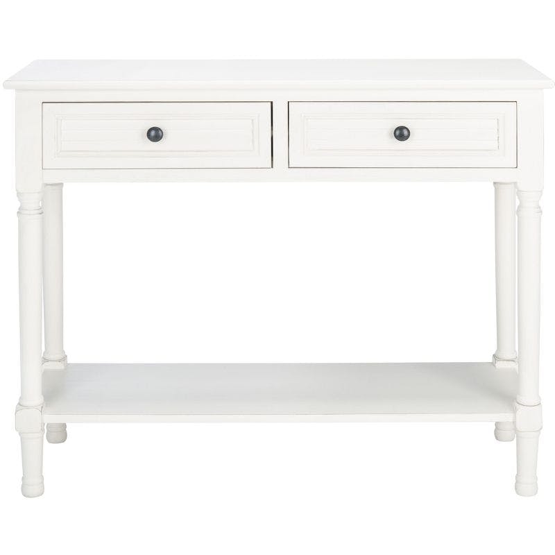 Tate Modern Farmhouse 40" White Wood & Metal Console Table with Storage