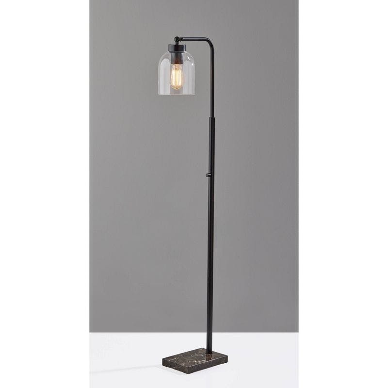Edison 55'' Adjustable Black Floor Lamp with Clear Glass Shade