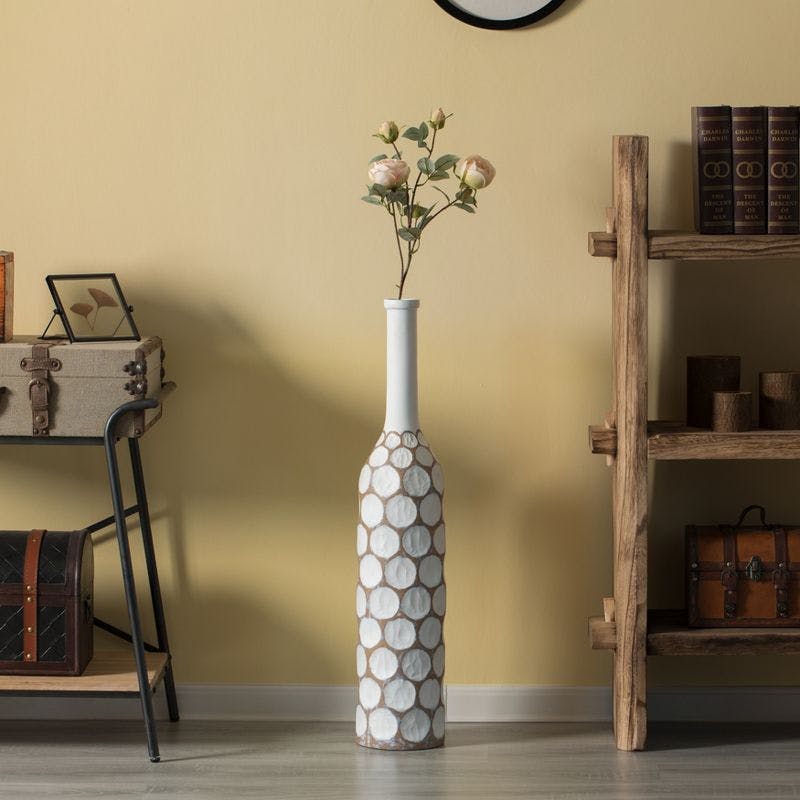 Modern Elegance 33.5" White Polyresin Decorative Floor Vase