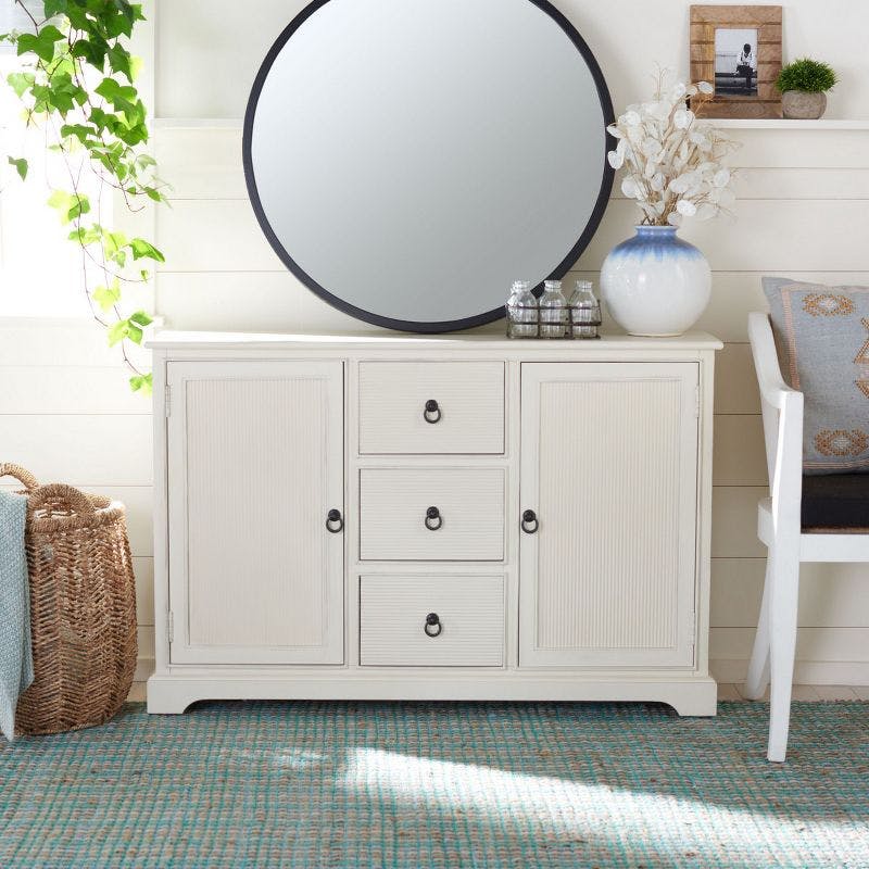 Adiland Distressed White 2-Door 3-Drawer Console Table