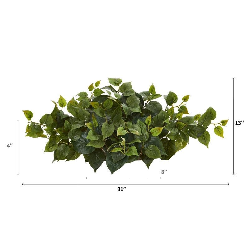 Evergreen Philodendron 17.5" Faux Plant Arrangement in Decorative Plastic