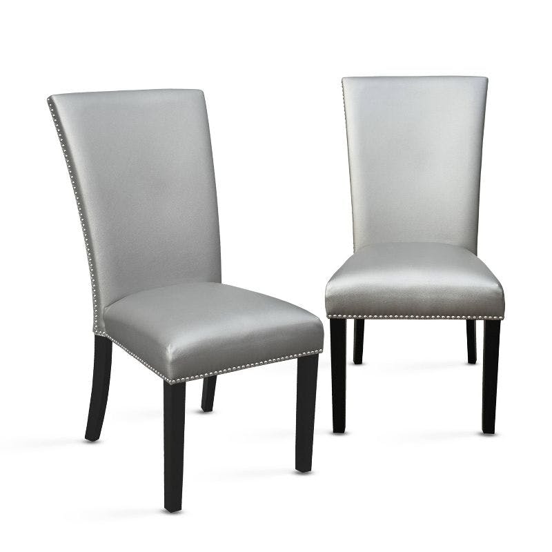 Camila Silver Faux Leather Upholstered Parsons Dining Chair Set
