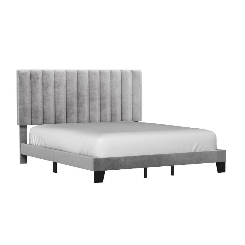 Luxurious Velvet Tufted King Platform Bed with Wood Frame