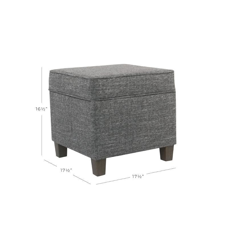 Classic Square Tufted Storage Ottoman with Wood Legs - Gray
