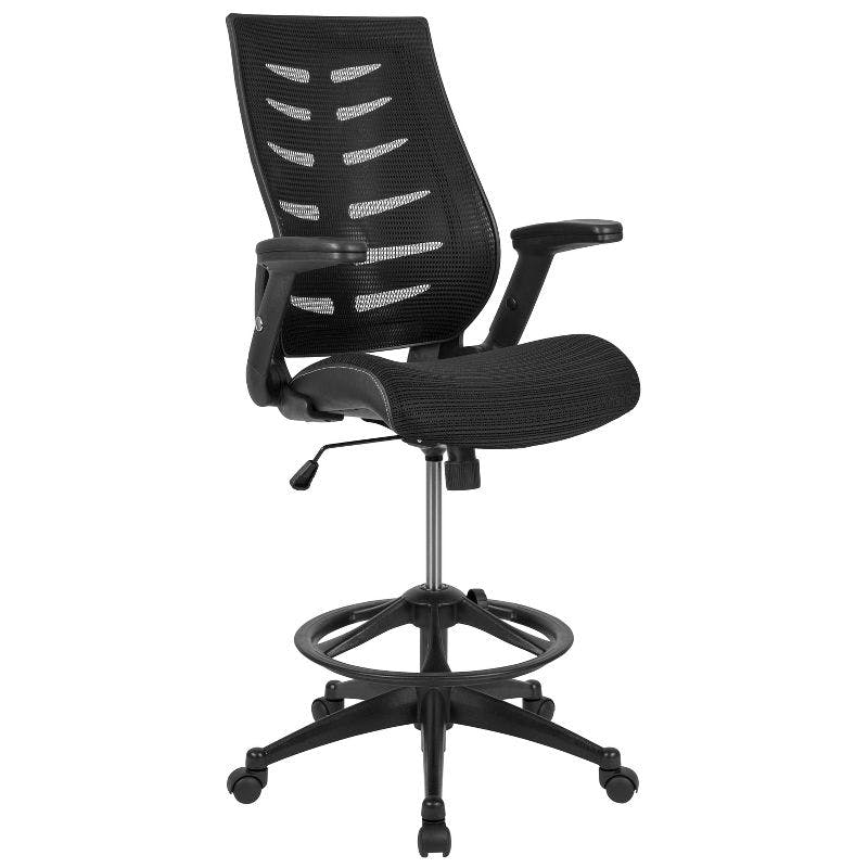 High Back Black Mesh Ergonomic Drafting Chair with Adjustable Arms