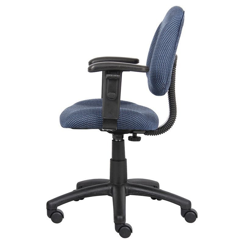 Elegant Blue Fabric Task Chair with Adjustable Arms and Swivel Base