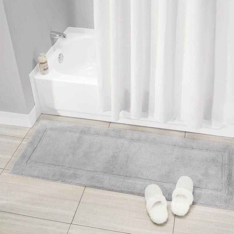 Plush Comfort Gray Cotton Bathroom Runner Rug 60" x 21"
