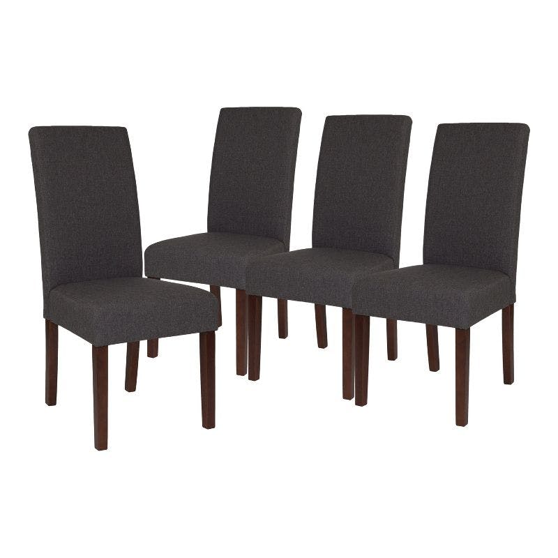 Elegant Mahogany Solid Hardwood Gray Upholstered Parsons Side Chair Set